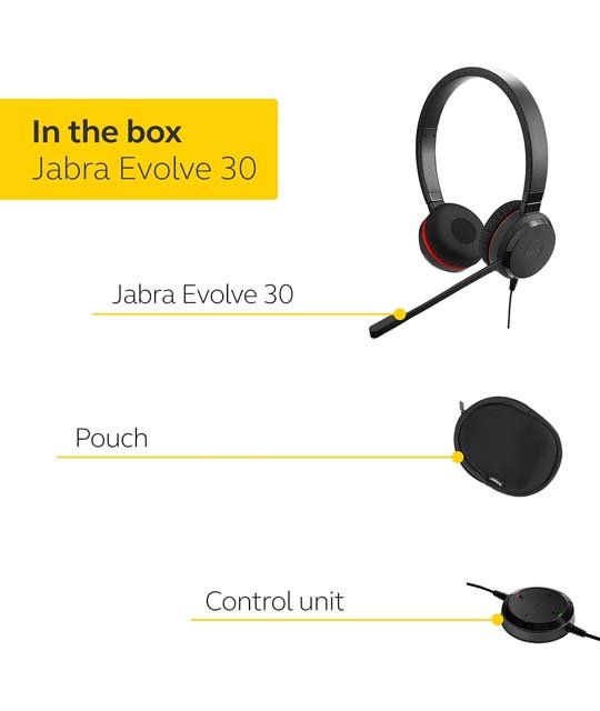 jabra evolve 30 II wired headset in box