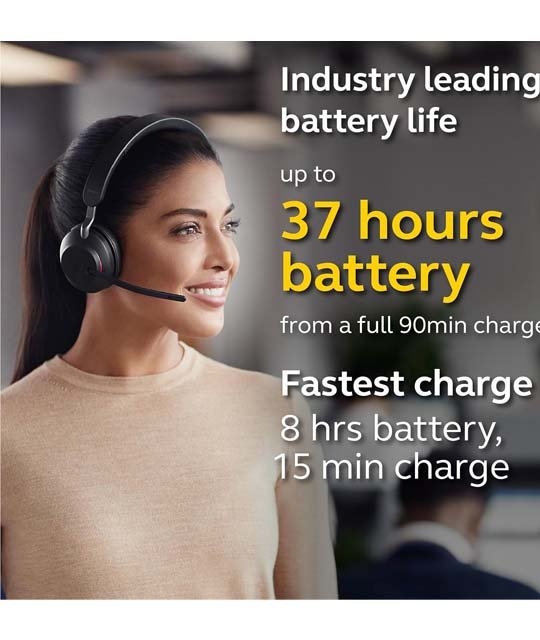 Jabra Evolve2 65 UC Wireless Headphones battery life